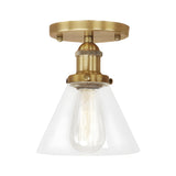 Industrial Rust Cone Clear Glass Flush Mount Light Image - 17