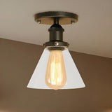 Industrial Rust Cone Clear Glass Flush Mount Light Image - 20