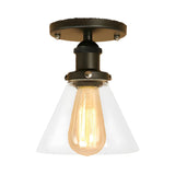 Industrial Rust Cone Clear Glass Flush Mount Light Image - 21