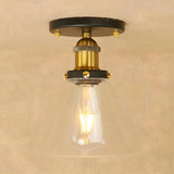 Industrial Rust Cone Clear Glass Flush Mount Light Image - 22