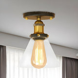 Industrial Rust Cone Clear Glass Flush Mount Light Image - 24