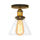 Industrial Rust Cone Clear Glass Flush Mount Light Image - 25