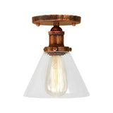 Industrial Rust Cone Clear Glass Flush Mount Light Image - 4