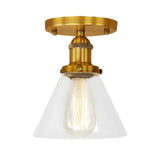 Industrial Rust Cone Clear Glass Flush Mount Light Image - 9