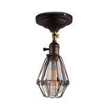 Industrial Rust Metal Caged Semi-Flush Mount Light Image - 4