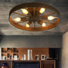 Industrial Rust Wheel Semi-Flush Mount Light 6-Light Image - 1