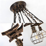 Industrial Rustic 6 Bulbs Bronze Cage Wheel Chandelier Image - 4