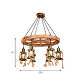 Industrial Rustic Lantern Wood Wagon Wheel Chandelier #size