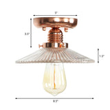 Industrial Saucer Copper Glass Semi-Flush Mount Light Image - 3