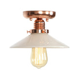 Industrial Saucer Copper Glass Semi-Flush Mount Light Image - 6