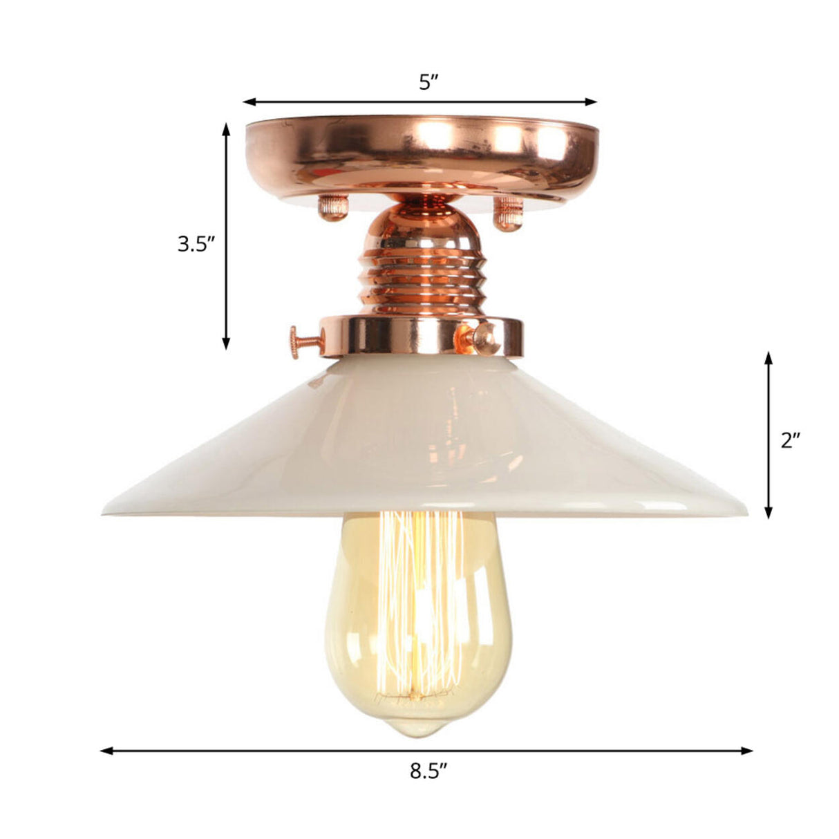 Industrial Saucer Copper Glass Semi-Flush Mount Light Image - 7