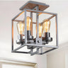 Industrial Silver Square Semi-Flush Mount Light 4-Light Image - 1