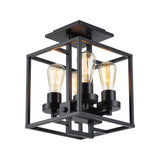 Industrial Silver Square Semi-Flush Mount Light 4-Light Image - 8