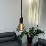 Industrial Smoky Glass Pendant Light Adjustable Cord Image - 3