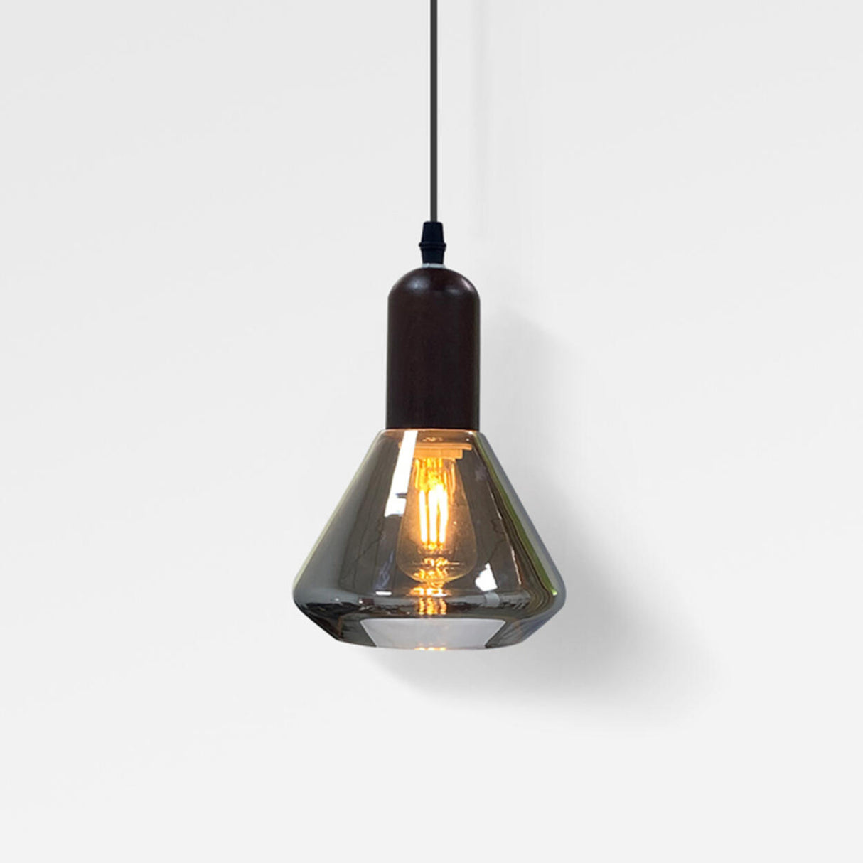 Industrial Smoky Glass Pendant Light Adjustable Cord Image - 6