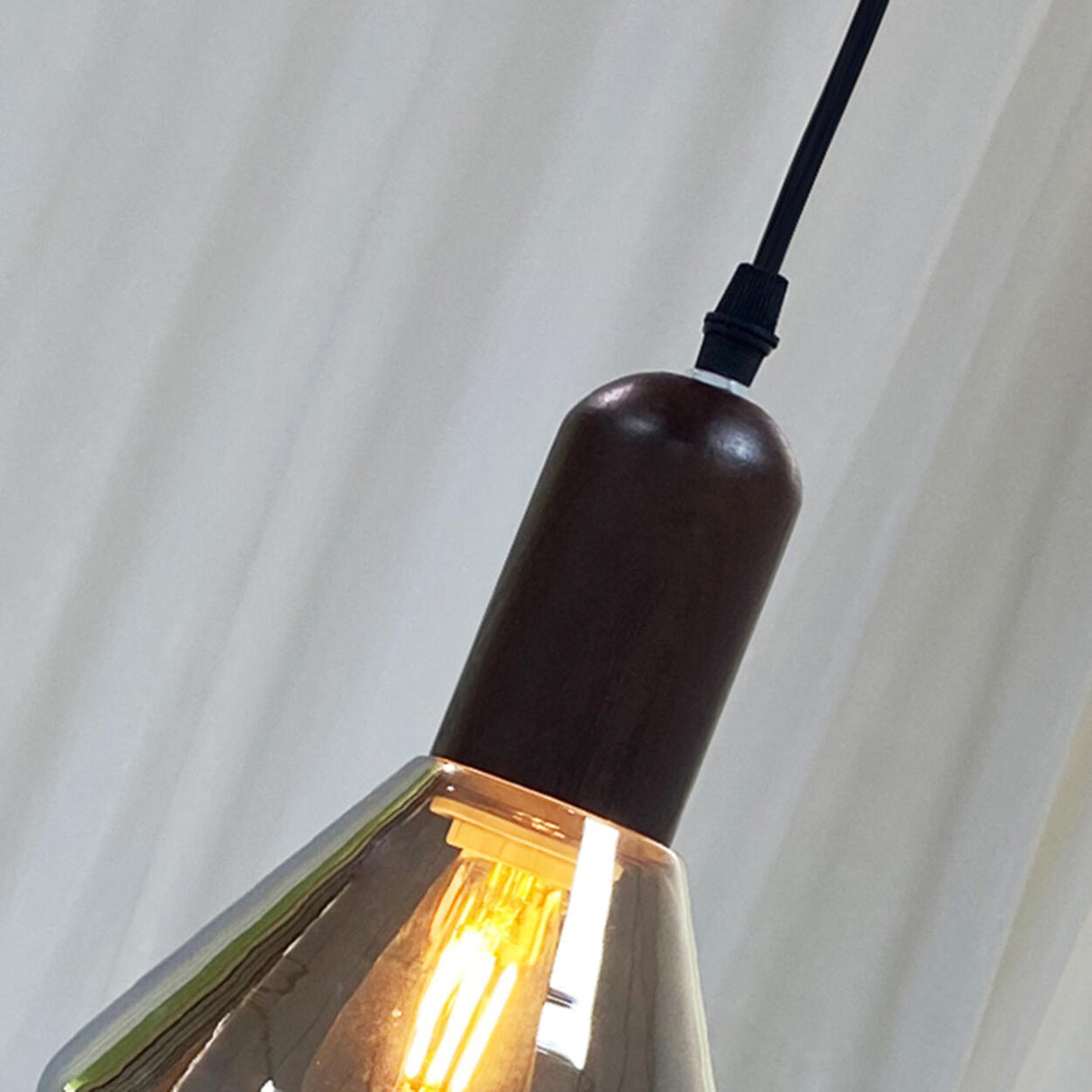 Industrial Smoky Glass Pendant Light Adjustable Cord Image - 8