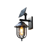 Industrial Solar-Power Black Cage Exterior Wall Light Image - 5