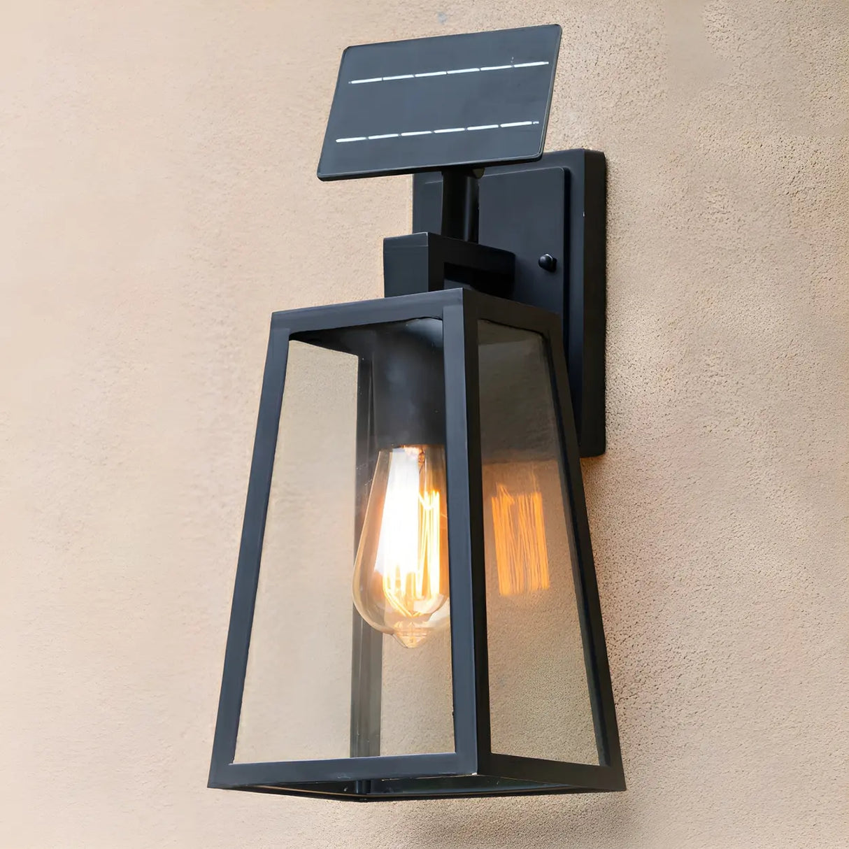 Industrial Solar-Power Black Cage Exterior Wall Light Image - 7