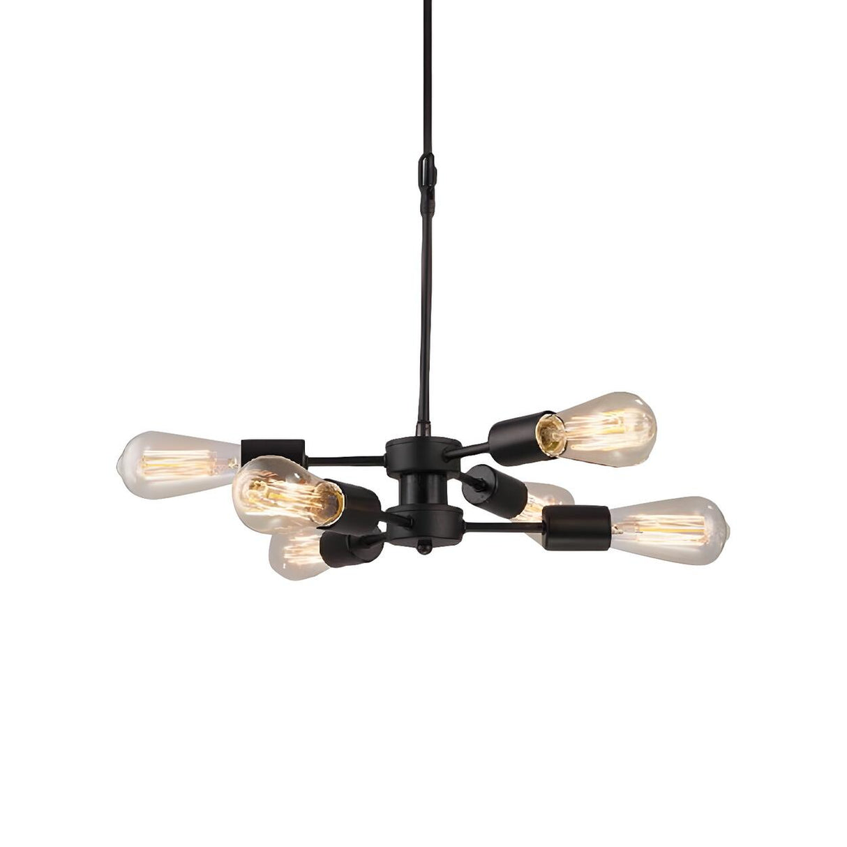 Industrial Sputnik Dining Room Black Edison Bulb Chandelier Image - 3