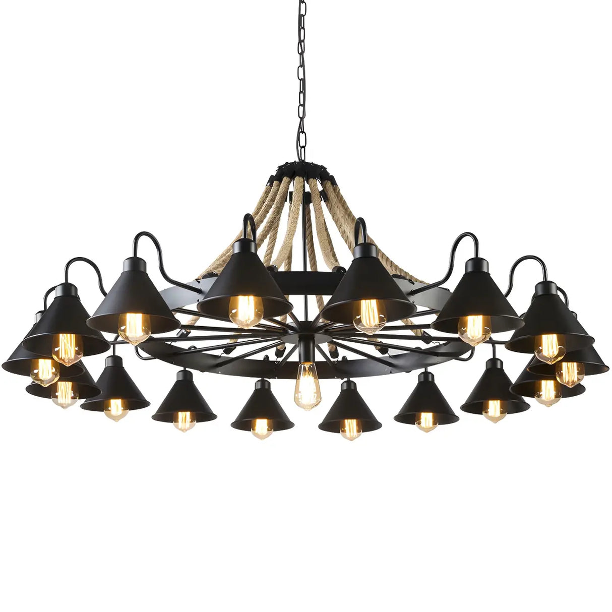 Industrial Sputnik Metallic Chandelier Black Large Image - 5