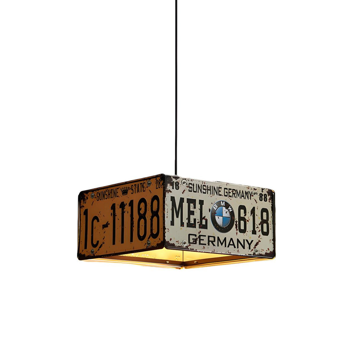 Industrial Square Iron License Plate Pendant Chandelier Image - 4