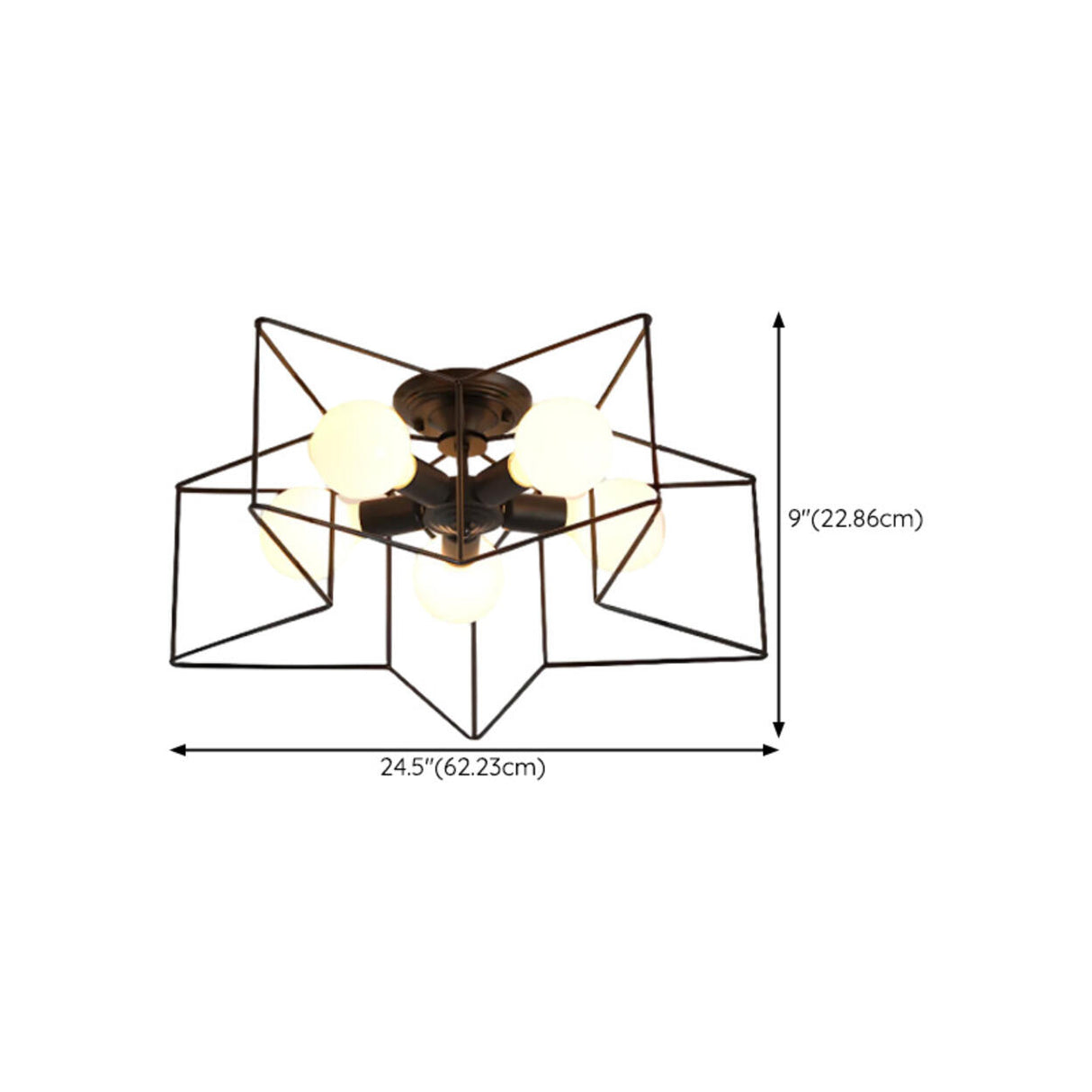 Industrial Star Frame Semi-Flush Mount Light 5-Light Image - 15