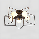 Industrial Star Frame Semi-Flush Mount Light 5-Light Image - 7