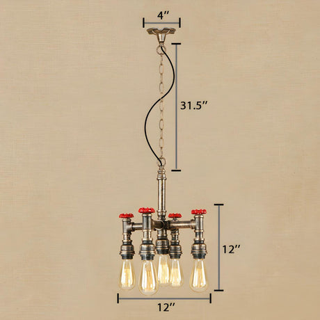 Industrial Steampunk Bronze Valve and Pipe Chandelier Image - 2