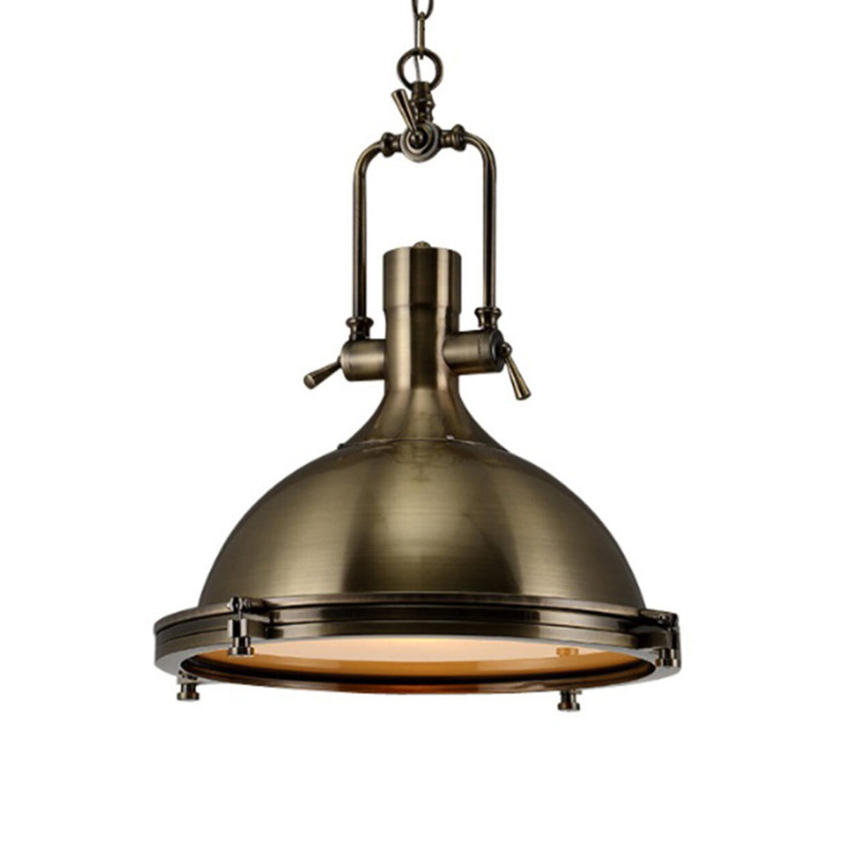 Industrial Steampunk White Glass Dome Pendant Light Image - 15