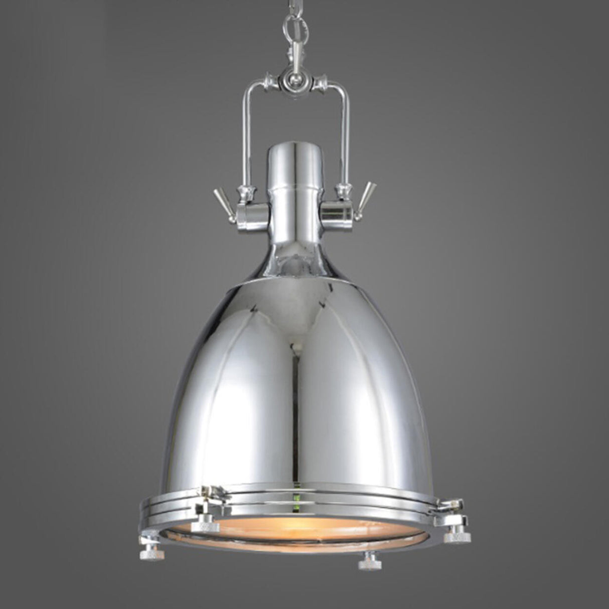 Industrial Steampunk White Glass Dome Pendant Light Image - 2