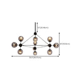 Industrial Tiered Black Metal Glass Globes Chandelier Image - 14