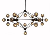 Industrial Tiered Black Metal Glass Globes Chandelier Image - 9