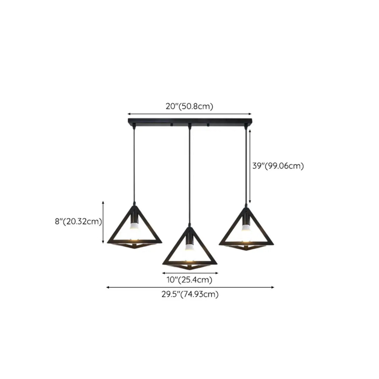 Industrial Triangle Black Metal Dining Room Pendant Light Image - 17