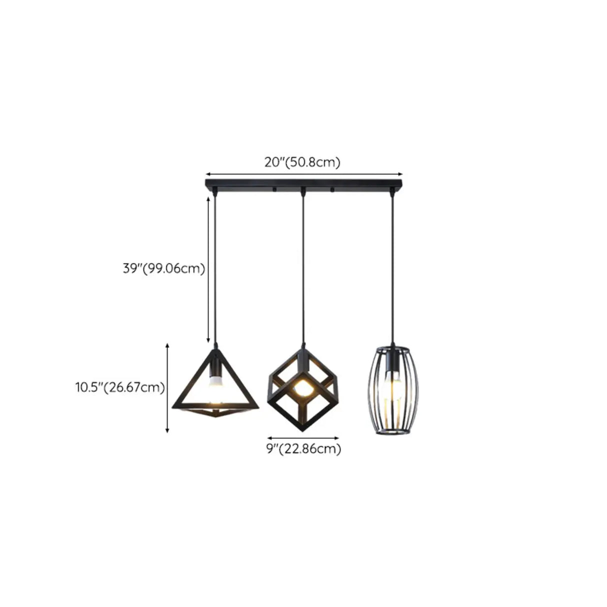 Industrial Triangle Black Metal Dining Room Pendant Light Image - 18