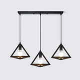 Industrial Triangle Black Metal Dining Room Pendant Light Image - 6