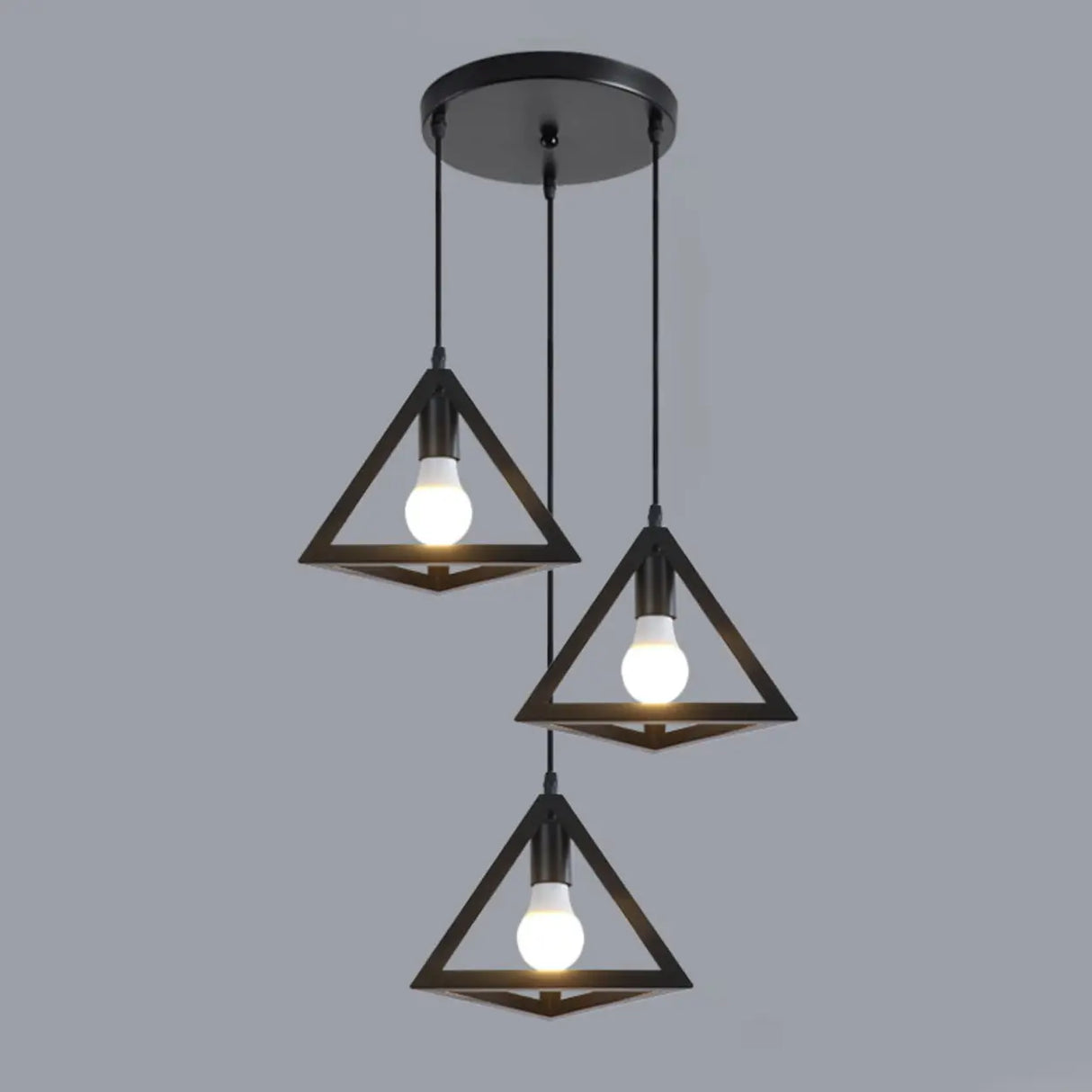 Industrial Triangle Black Metal Dining Room Pendant Light Image - 7