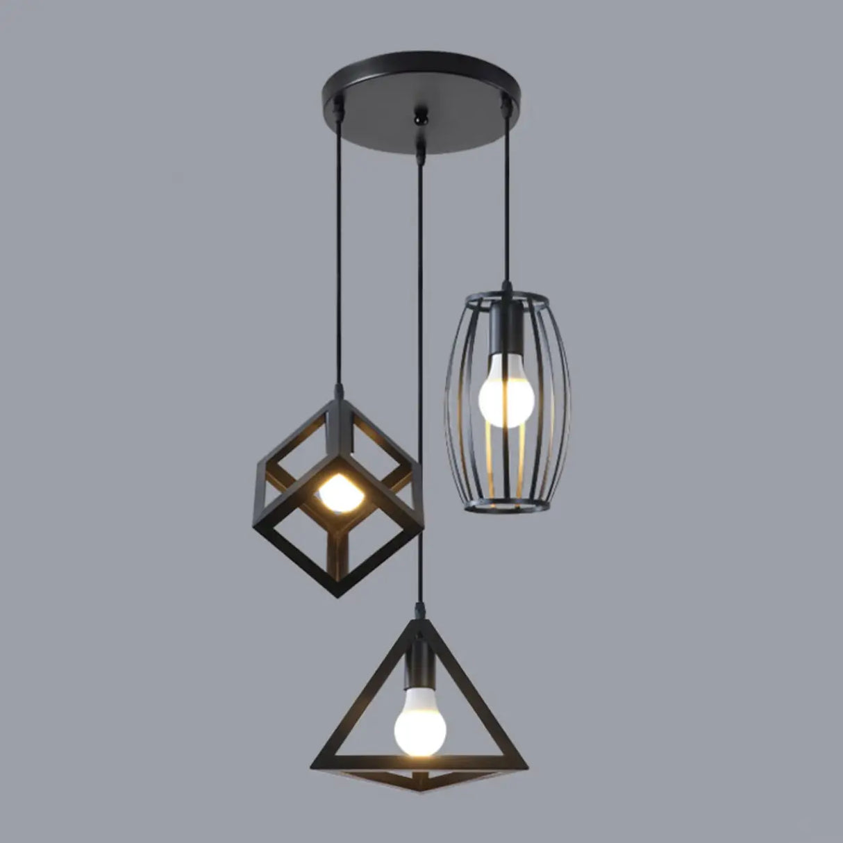 Industrial Triangle Black Metal Dining Room Pendant Light Image - 8