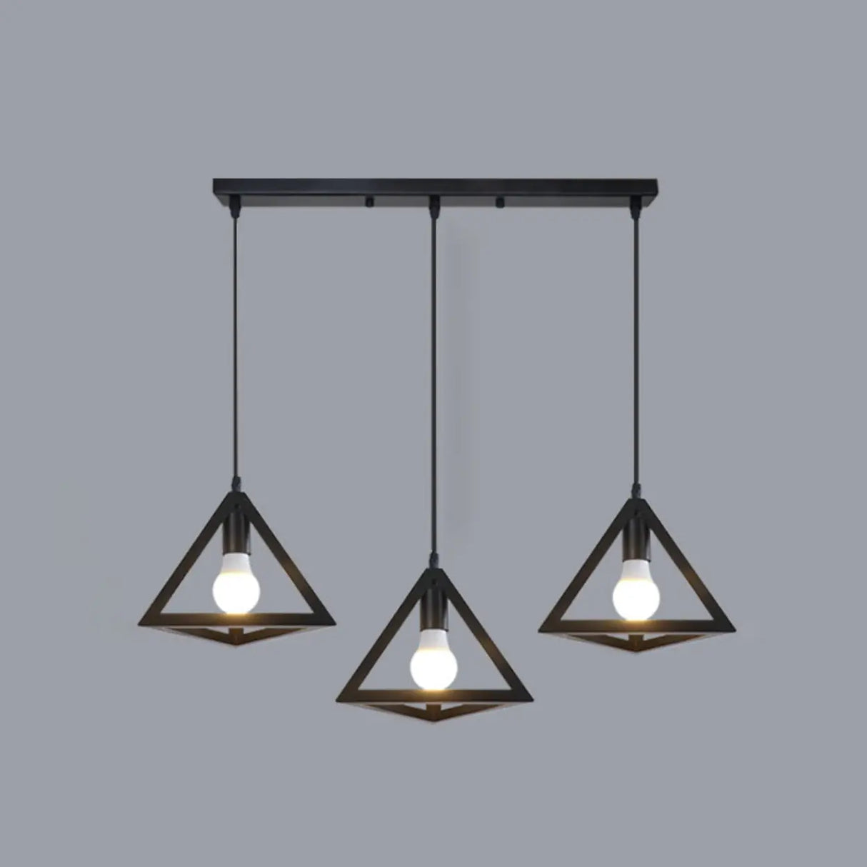 Industrial Triangle Black Metal Dining Room Pendant Light Image - 9