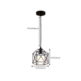 Industrial Triple Black Geometric Cage Pendant Light #size