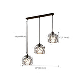 Industrial Triple Black Geometric Cage Pendant Light Image - 19