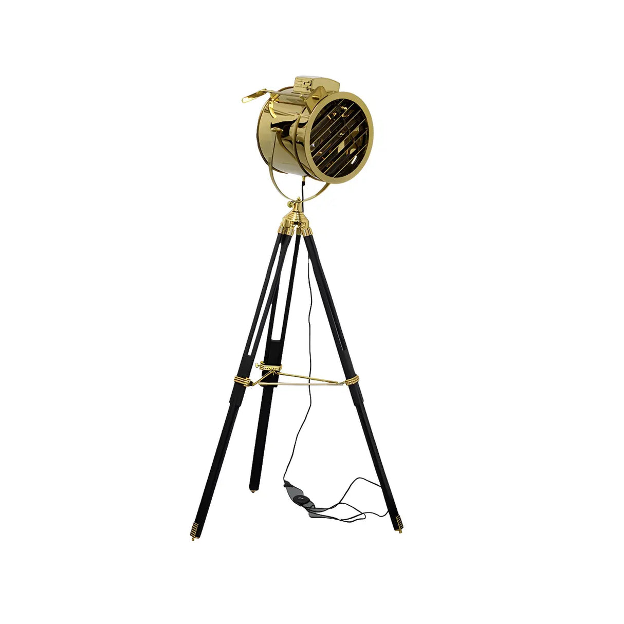 Industrial Tripod Metal Rotatable Gold LED Floor Lamp Image - 3