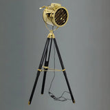 Industrial Tripod Metal Rotatable Gold LED Floor Lamp Image - 5