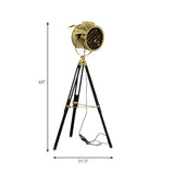 Industrial Tripod Metal Rotatable Gold LED Floor Lamp #size