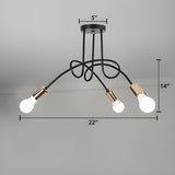 Industrial Twisted Black Semi-Flush Mount Light 5-Light Image - 6