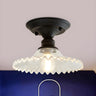 Industrial Umbrella Ribbed Glass Semi-Flush Mount Light Image - 6