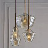 Industrial Vintage Brass Geometric Glass Pendant Light Image - 1