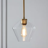 Industrial Vintage Brass Geometric Glass Pendant Light Image - 10