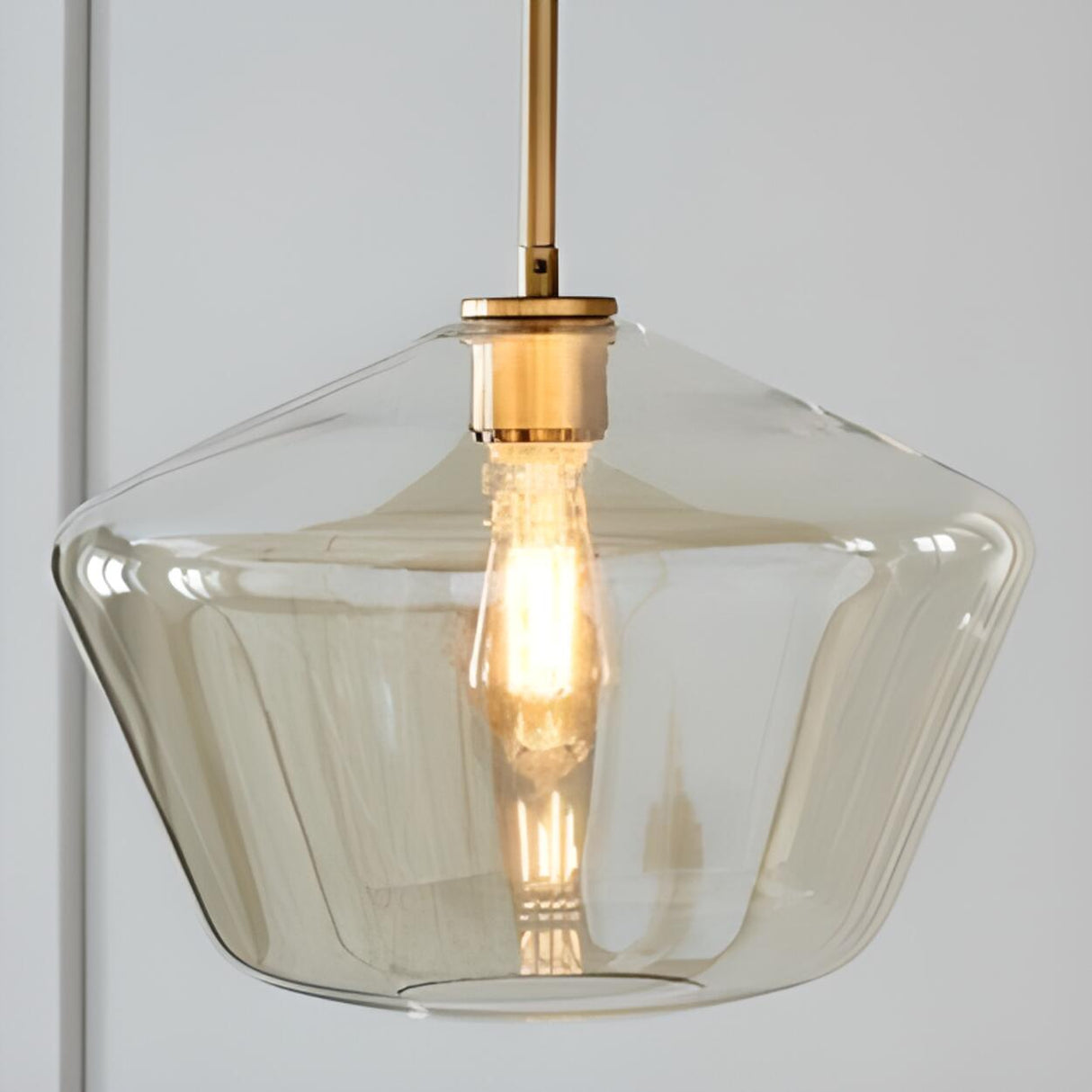 Industrial Vintage Brass Geometric Glass Pendant Light Image - 11