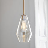 Industrial Vintage Brass Geometric Glass Pendant Light Image - 14