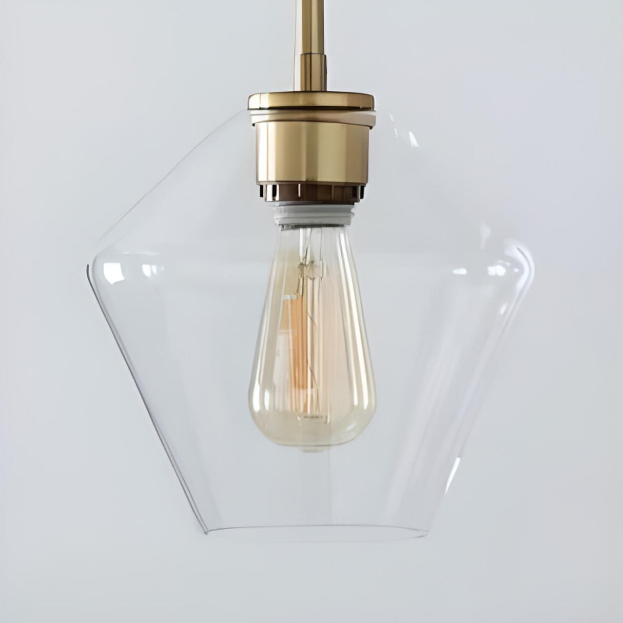 Industrial Vintage Brass Geometric Glass Pendant Light Image - 17